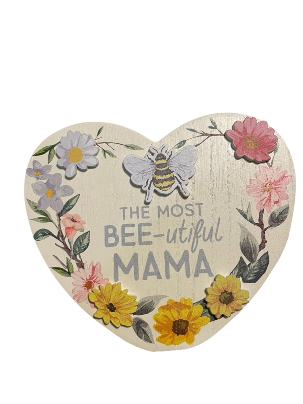 Heart Wooden Trinket Box “The Most Bee-utiful Mama” Floral